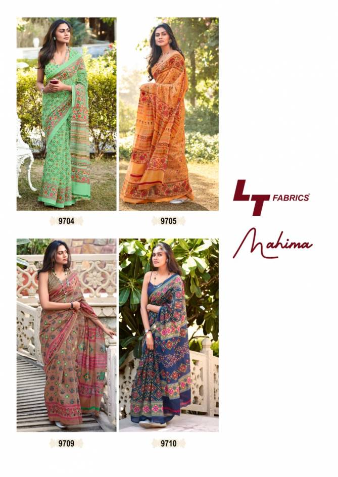 Lt Mahima Fancy Party Wear Silk Printed Stylish Saree Collection